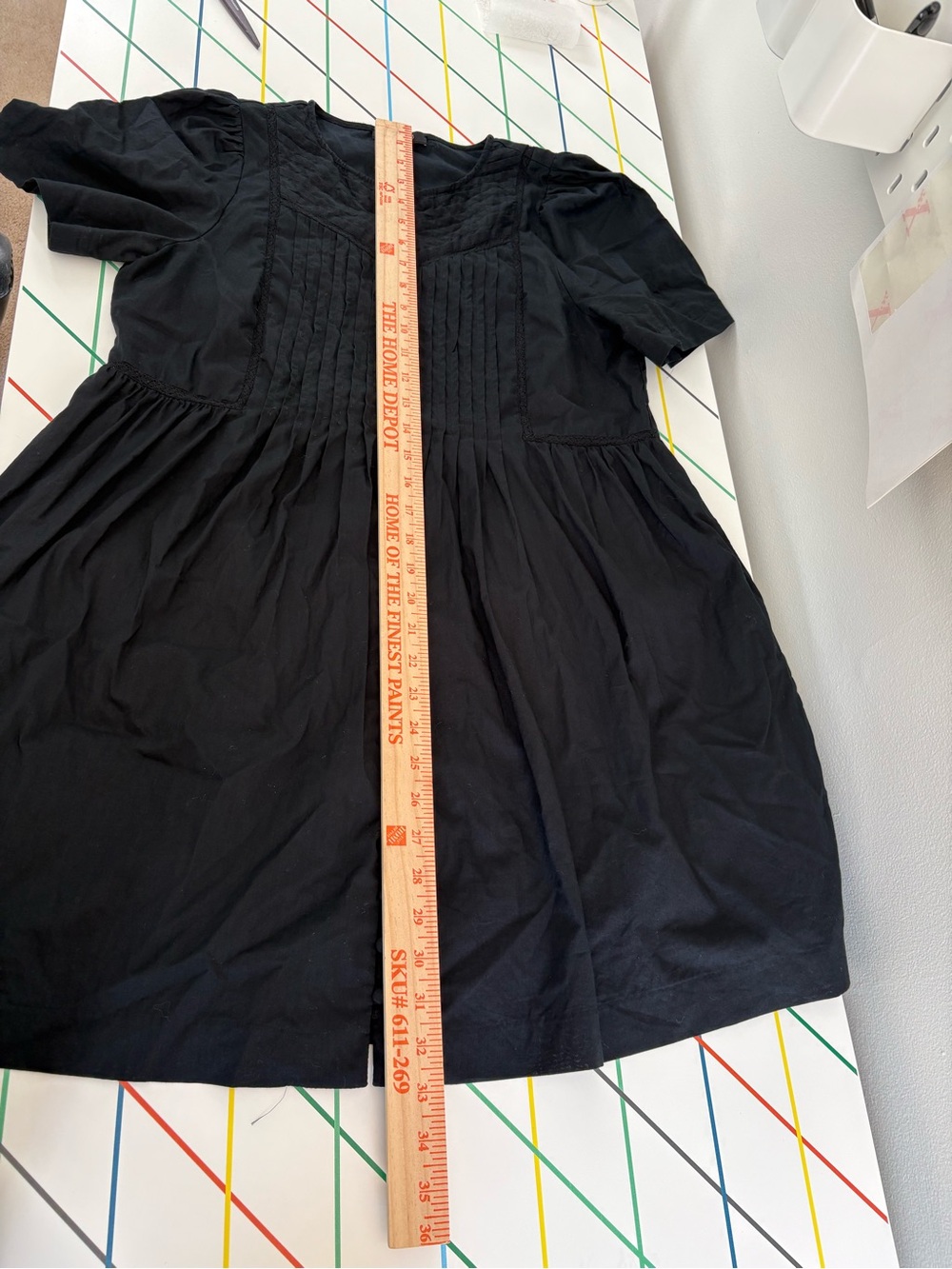 Madewell Lace-Trim Pintuck Button Front 100% Cotton Black Dress XS EUC Kidcore - Picture 7 of 9
